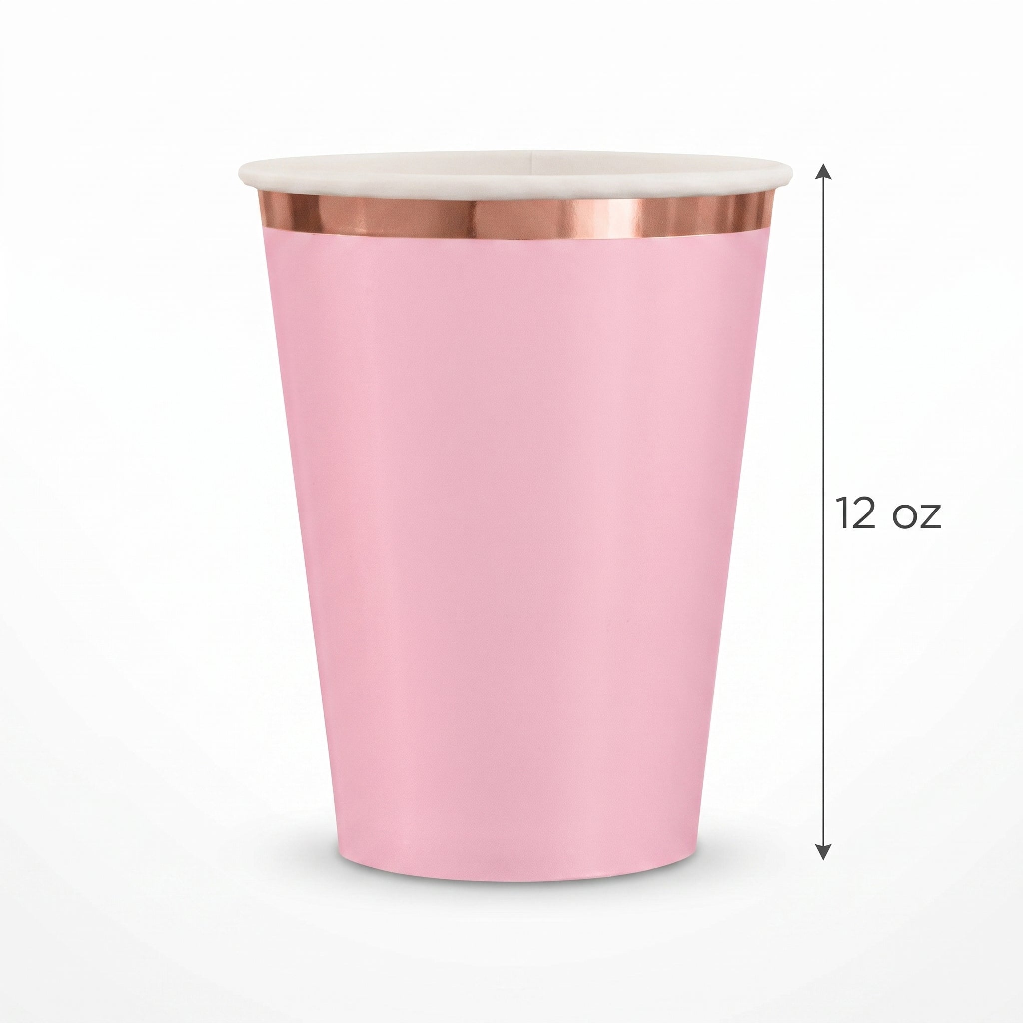 Elegant Rose Gold Trim 12oz Paper Cups