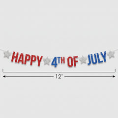 Glitter Happy 4th of July Banner