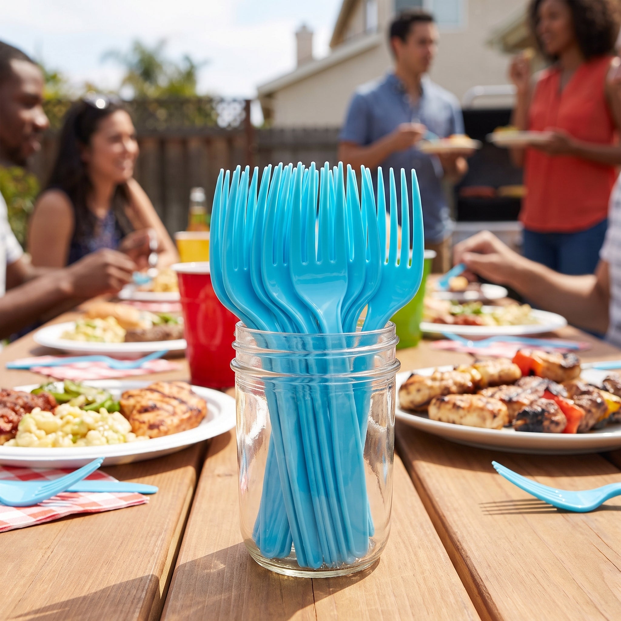 Caribbean Blue Economy Plastic Forks - 7.5 in.