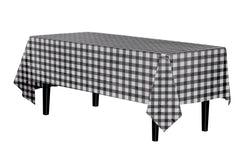 Black Gingham Plastic Table Covers | 6 Pack - 54 In. x 108 In.