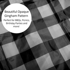 Black Gingham Plastic Table Cover | Case of 48 - 54 In. x 108 In.