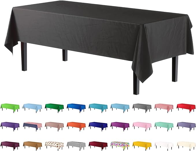 Premium Black Plastic Table Cover | Case of 96 - 54 In. x 108 In.