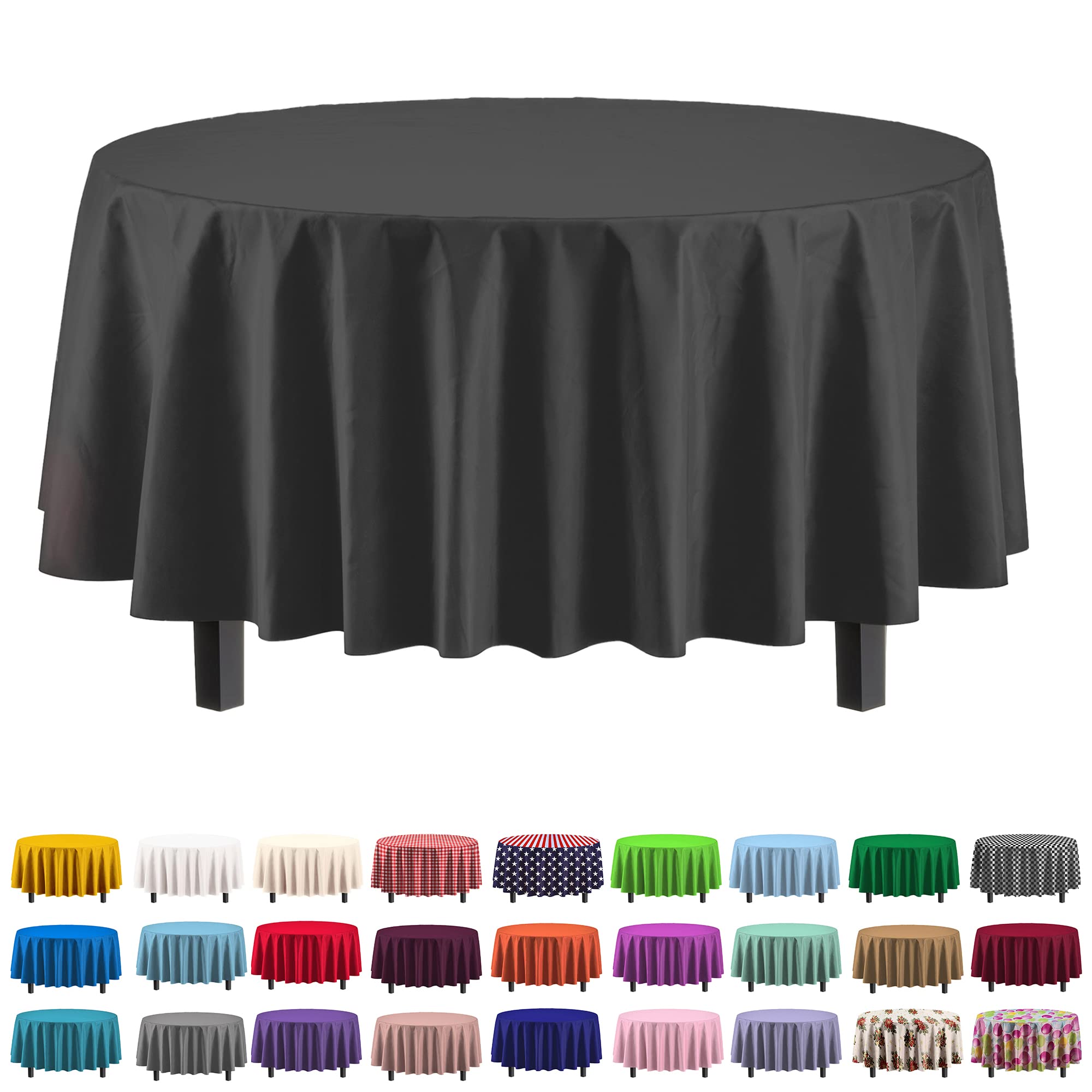 Black Round Plastic Table Cover