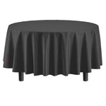 Black Round Plastic Table Cover - 84 in.