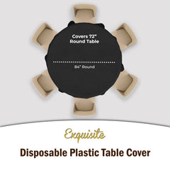Black Round Plastic Table Covers | 6 Pack