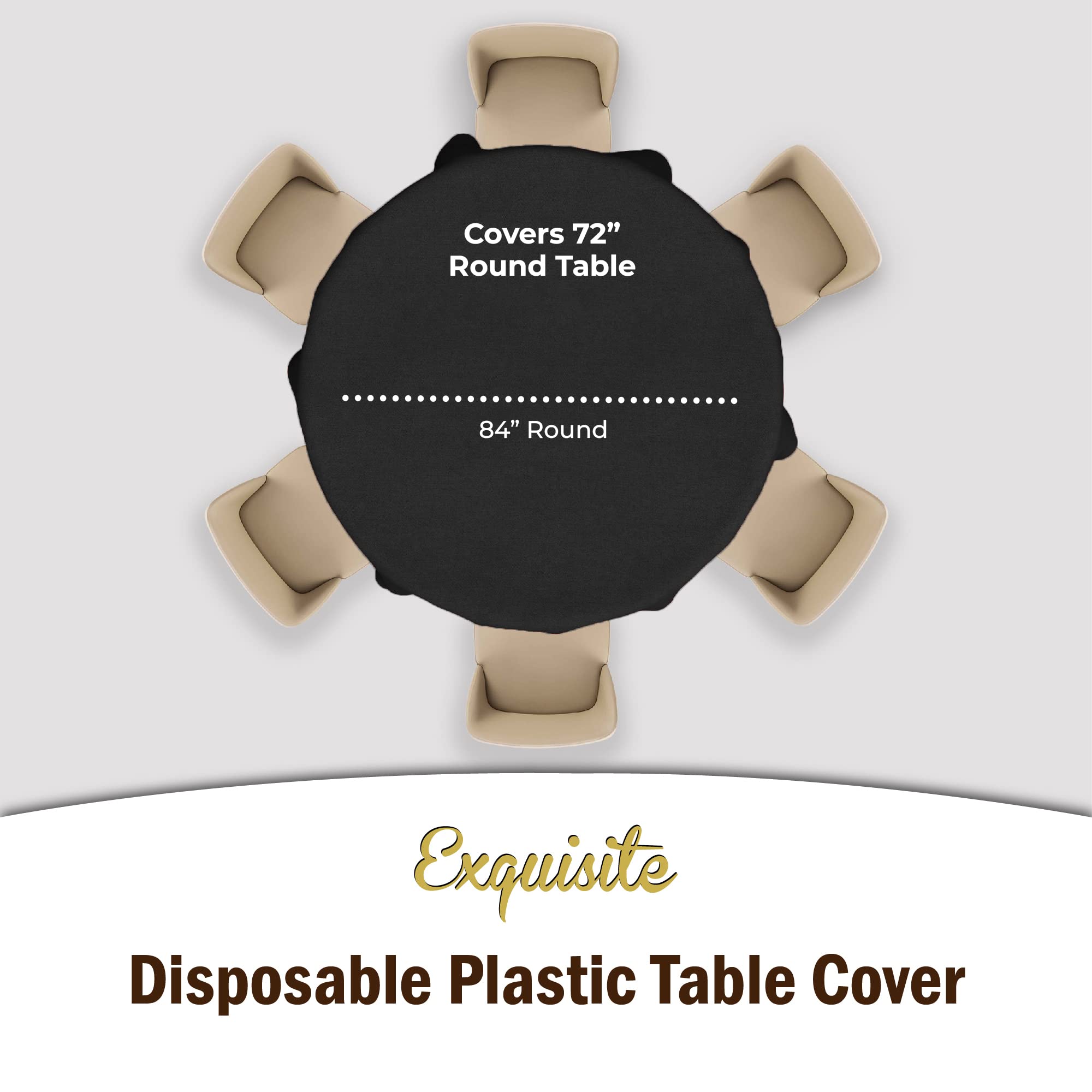Black Round Plastic Table Cover | Case of 48