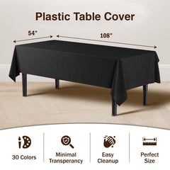 Black Plastic Table Cover | Case of 48 - 54 In. x 108 In.