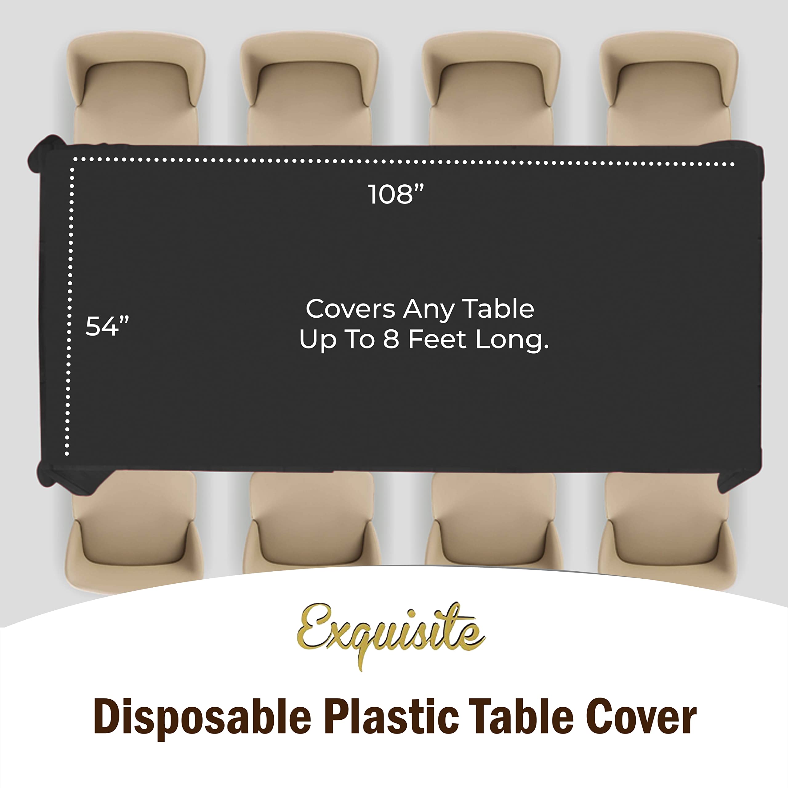 Black Plastic Table Covers | 6 Pack - 54 In. x 108 In.