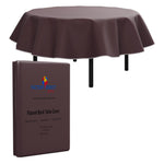 Brown Flannel Backed Plastic Table Cover 70 In. Round