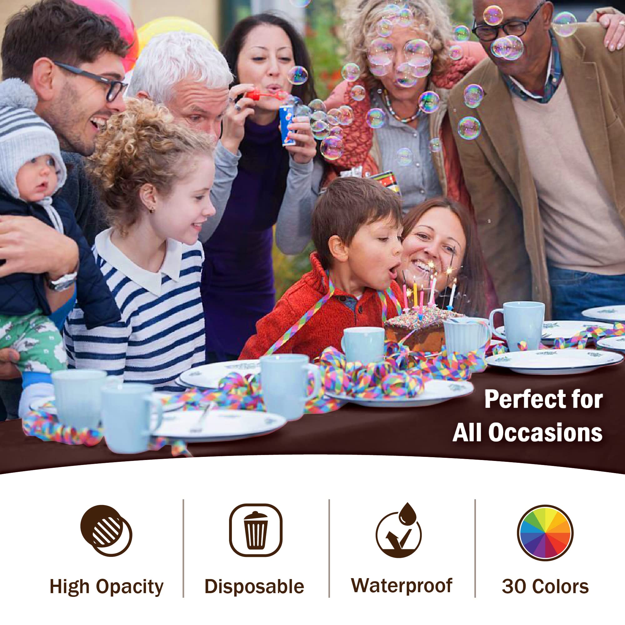 Brown Plastic Table Covers | 6 Pack - 54 In. x 108 In.