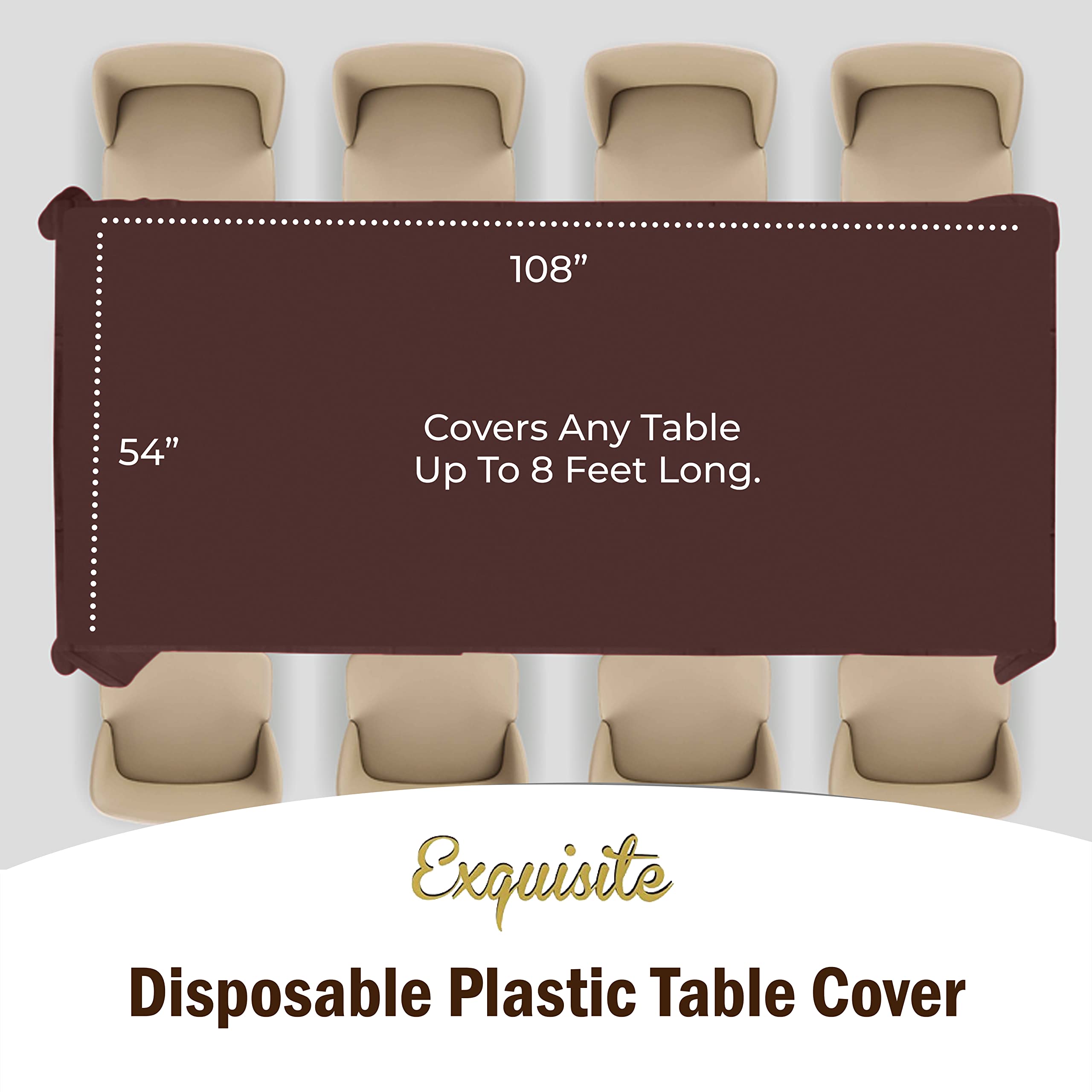 Brown Plastic Table Covers | 12 Pack - 54 In. x 108 In.