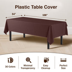 Brown Plastic Table Covers | 12 Pack - 54 In. x 108 In.