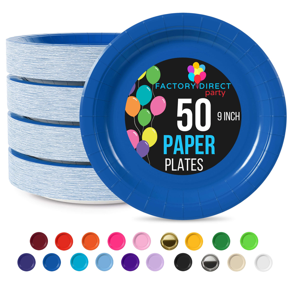 9 In. Dark Blue Paper Plates - 50 Ct.