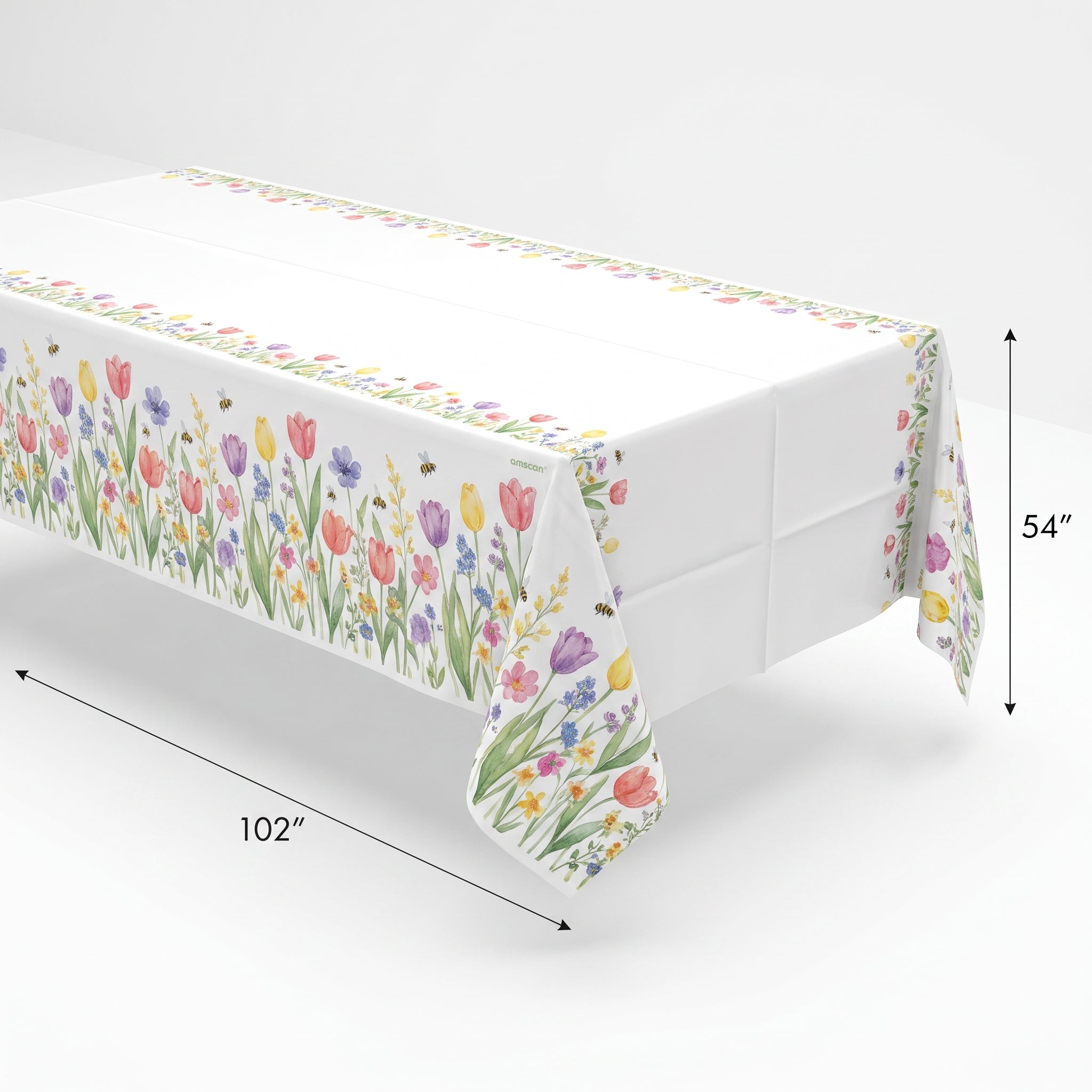 Spring Tulip Garden Plastic Table Cover, 54" x 102"