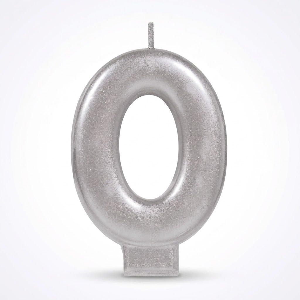 Silver Number 2 Molded Birthday Candle