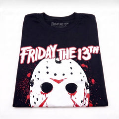 Adult Halloween T-Shirt with Friday the 13th Mask Print