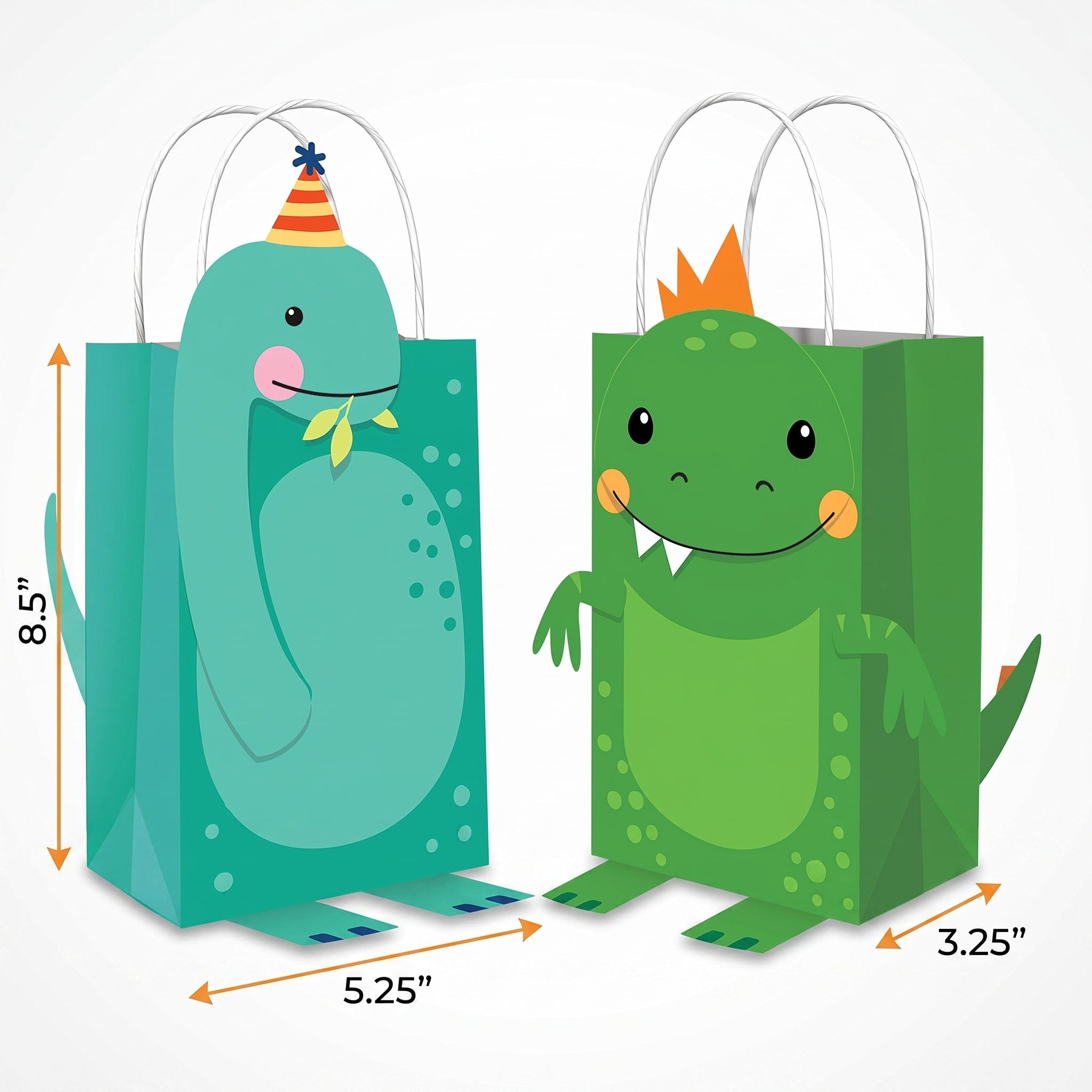 Dino-Mite DIY Dinosaur Kraft Gift Bag Kit - 8 Pack