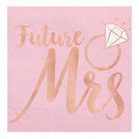 Blush "Future Mrs" Beverage Napkins - Rose Gold, 16-Pack - 5 In. X 5 In.