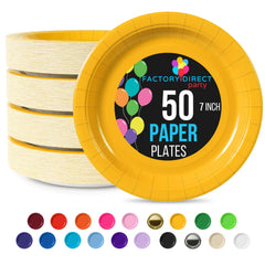 7 In. Yellow Paper Plates - 50 Ct.