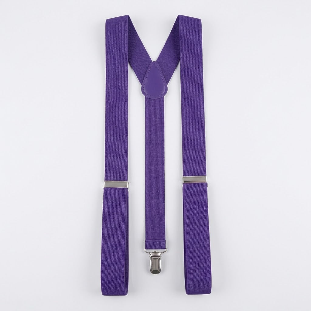 Purple Adjustable Y-Back Suspenders - Versatile Costume Accessory