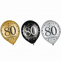 Sparkling Celebration 80th Birthday Latex Balloons