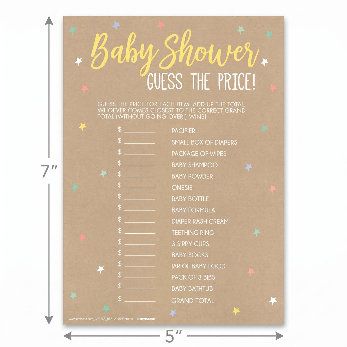 Guess the Price Baby Shower Game - 24 Fun Cards