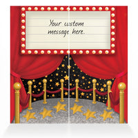 Awards Night Customizable Scene Setter with Red Curtains and Marquee Sign