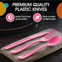 Heavy Duty Cerise Plastic Knives | 50 Count