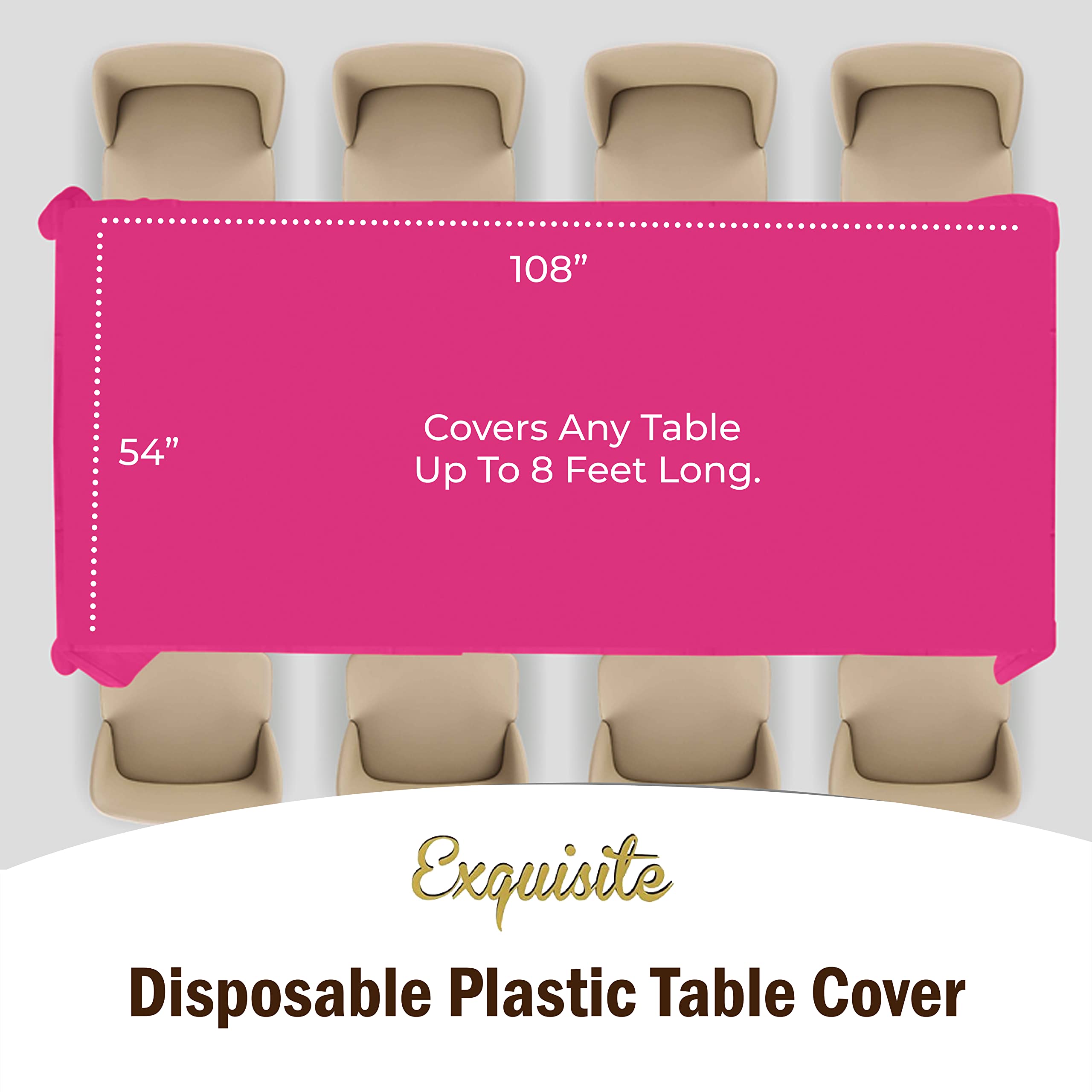 Premium Cerise Plastic Table Covers | 12 Pack - 54 In. x 108 In.