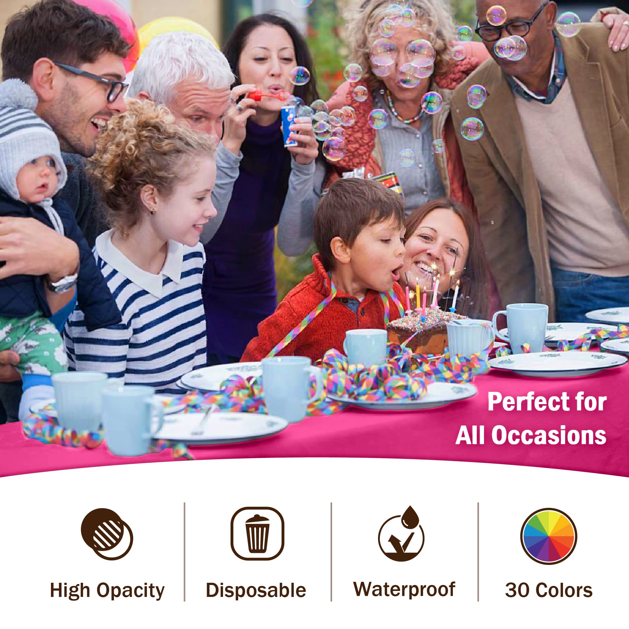 Premium Cerise Plastic Table Covers | 6 Pack - 54 In. x 108 In.