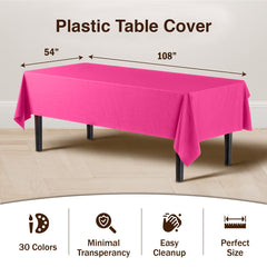 Premium Cerise Plastic Table Cover | Case of 96 - 54 In. x 108 In.