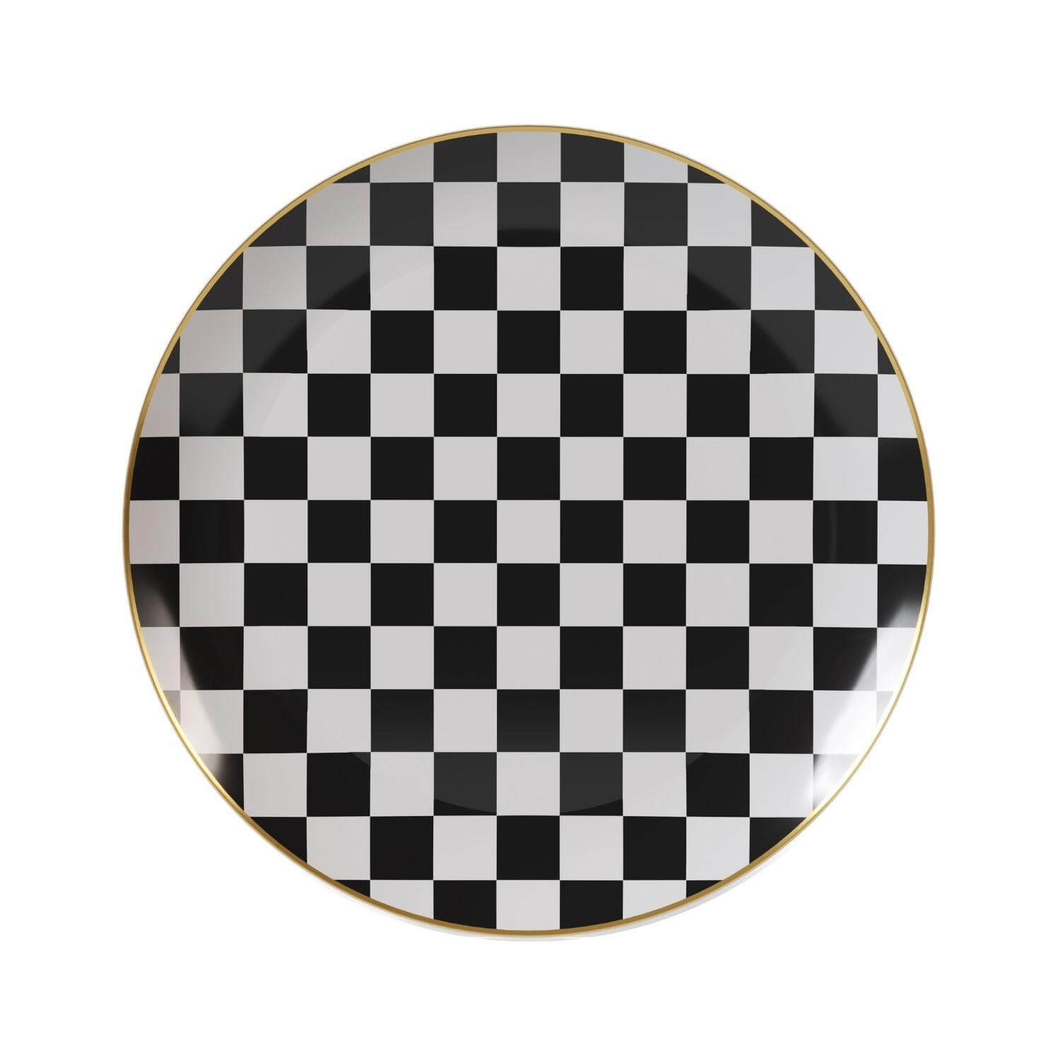 10 In. Checkerboard White Plastic Plates | 10 Count