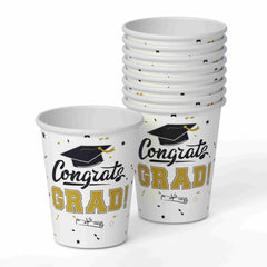 9 Oz. Gold/White Graduation Cups | 24 Count