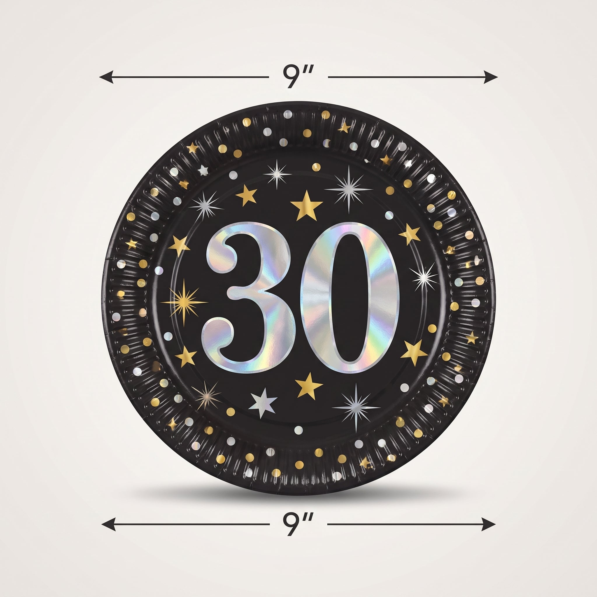 Sparkling Celebration 30th Birthday Prismatic Plates - 9" Round
