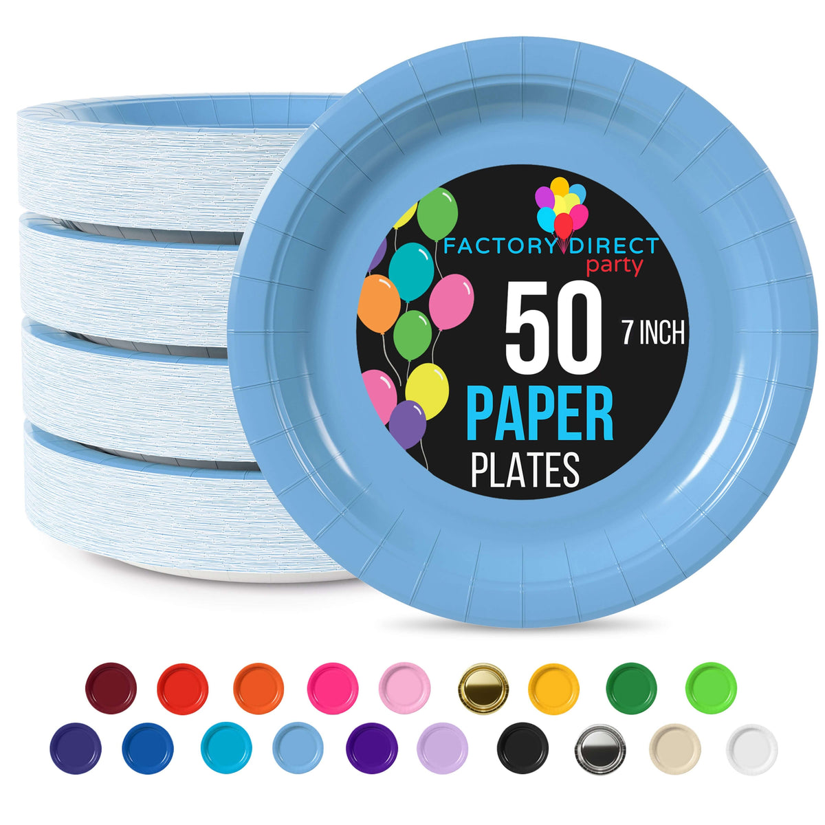 7 In. Light Blue Paper Plates - 50 Ct.