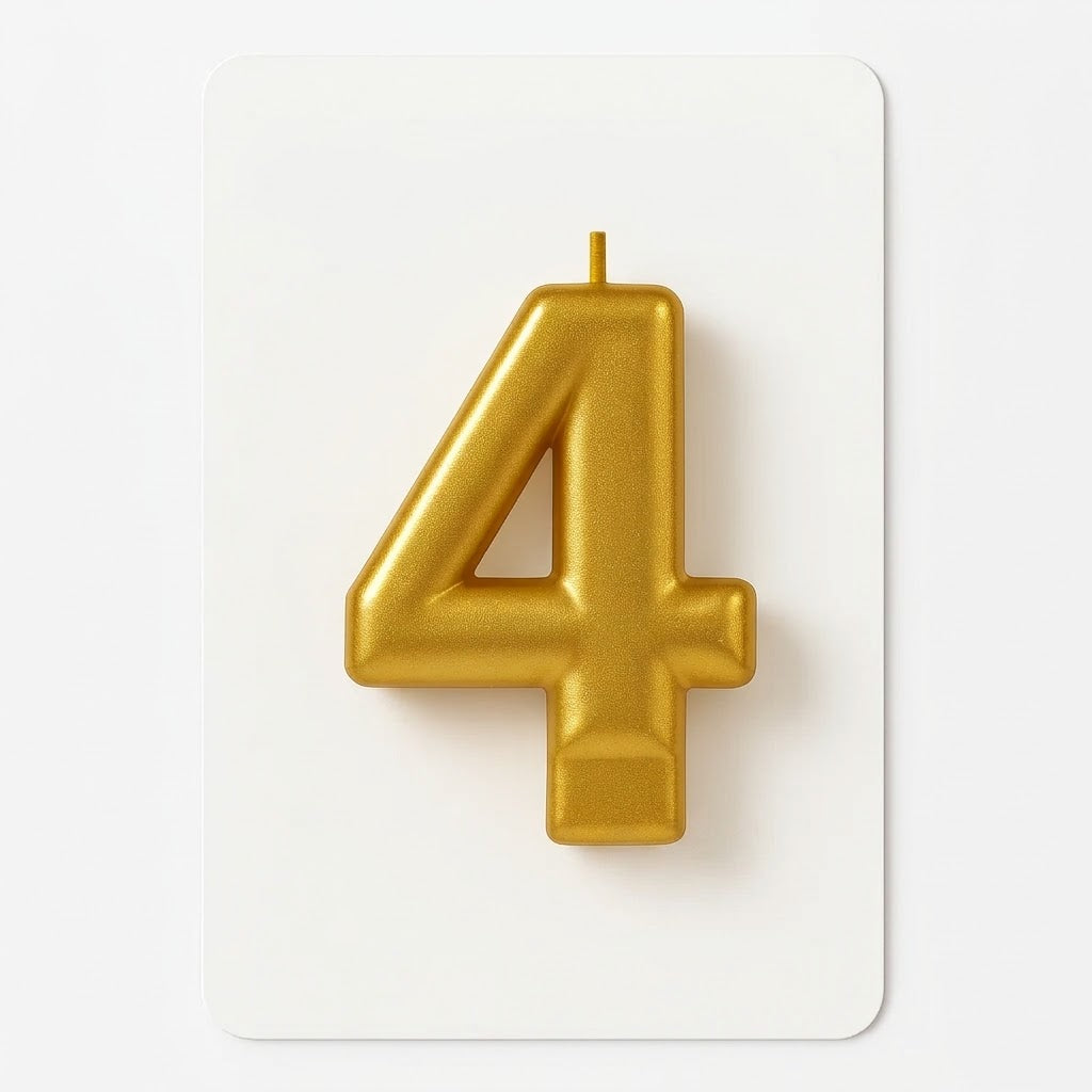 Gold Numeral Candle #4