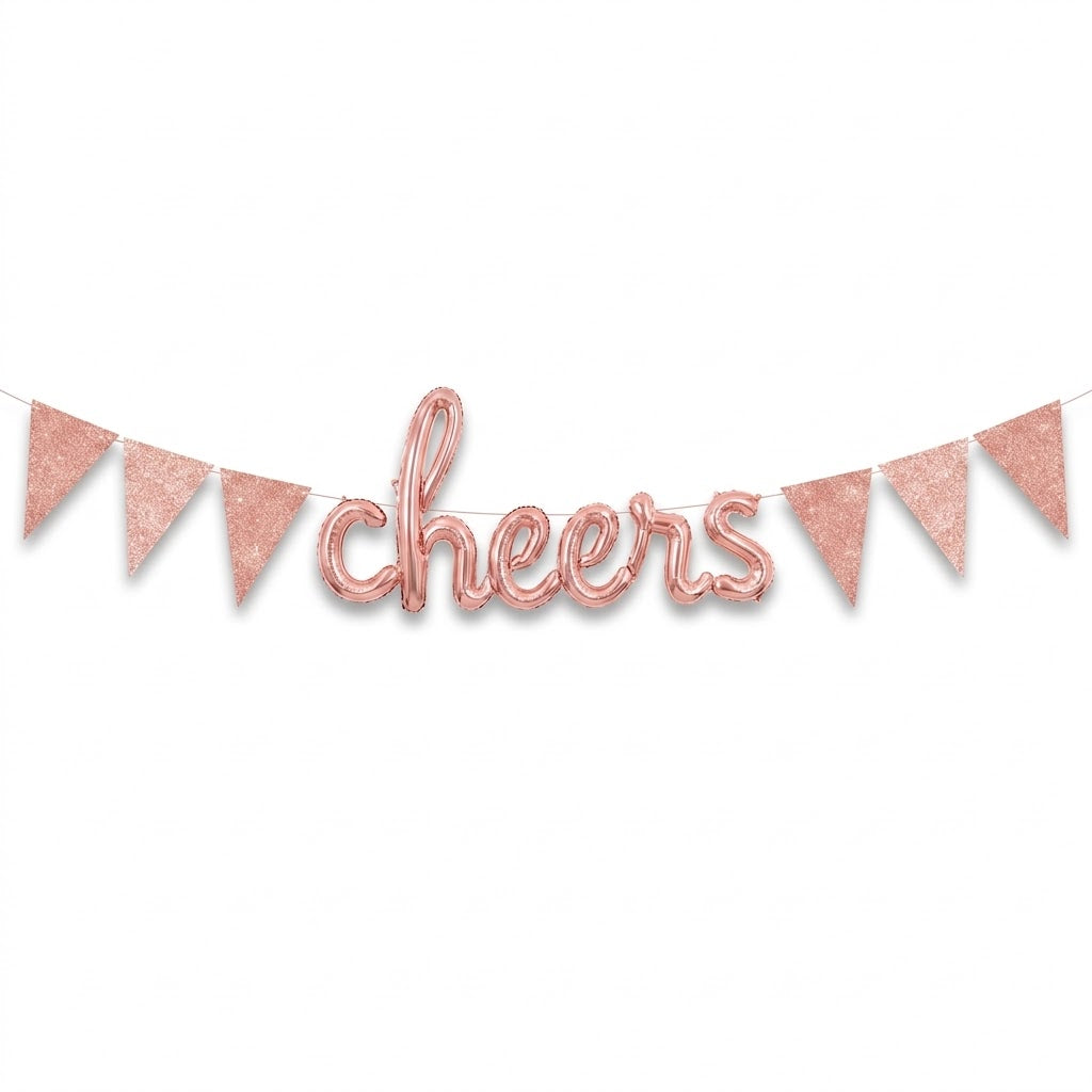 Rose Gold Sparkle Pennant Banner - 20 ft DIY Garland