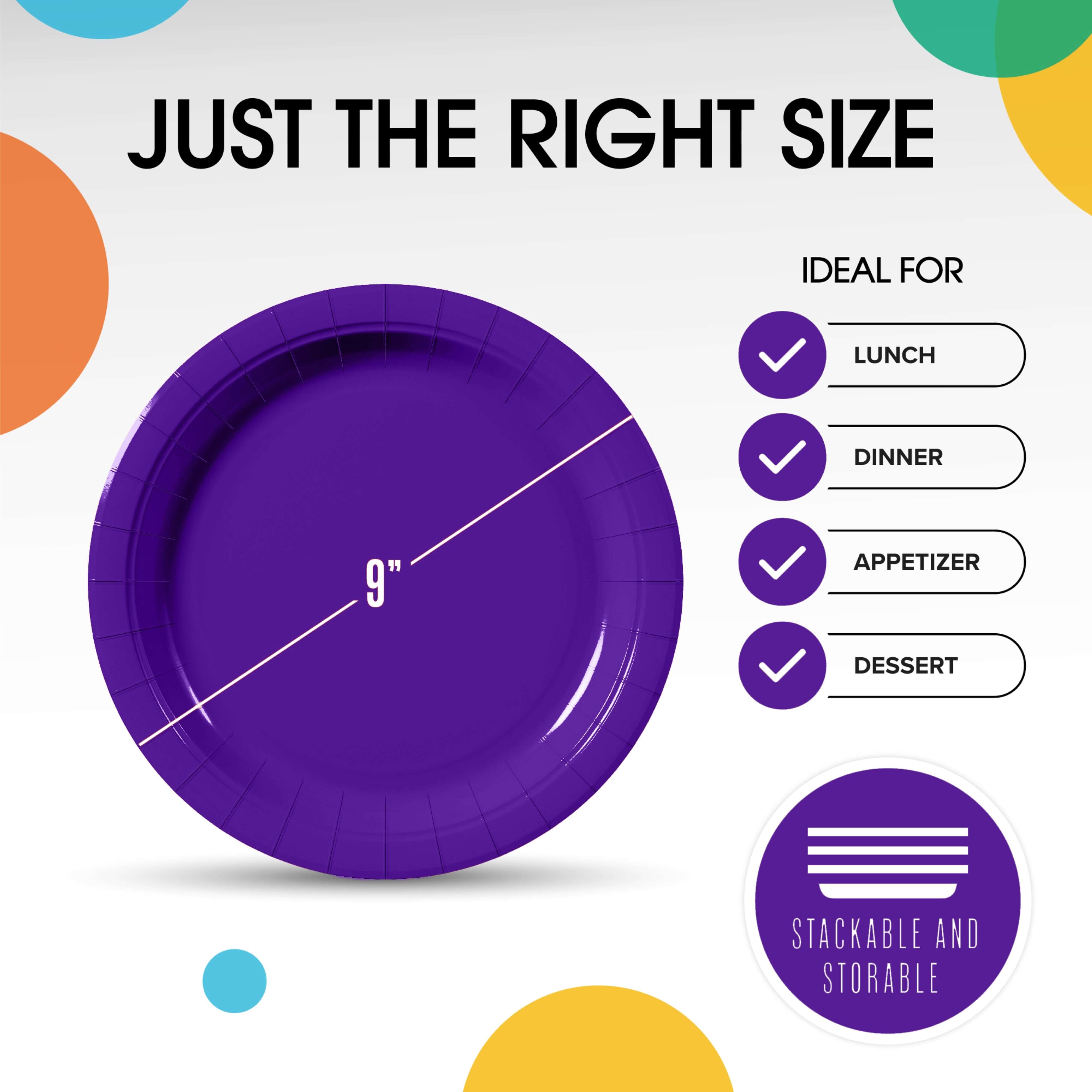 9 In. Purple Paper Plates - 50 Ct.