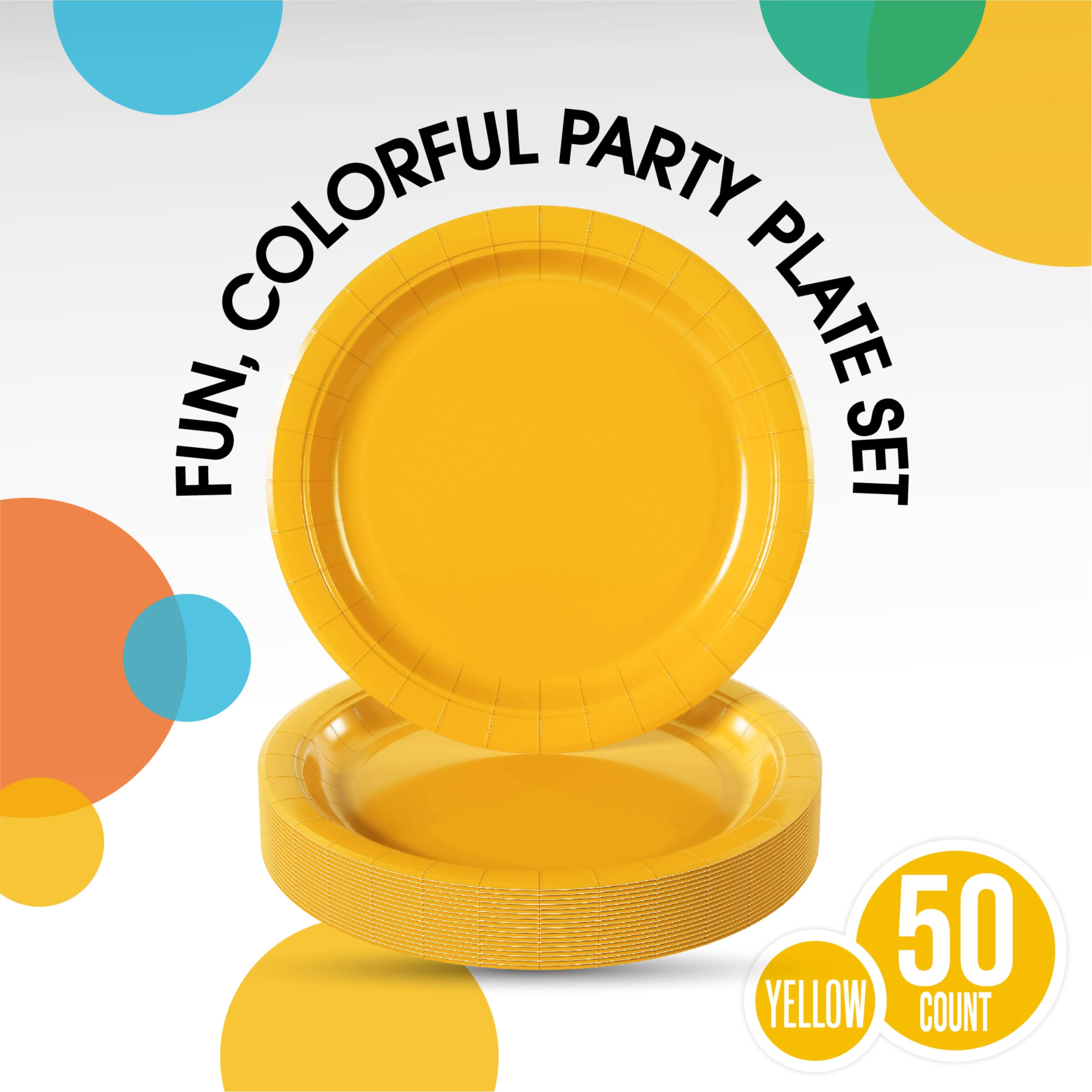 9 In. Yellow Paper Plates - 50 Ct.