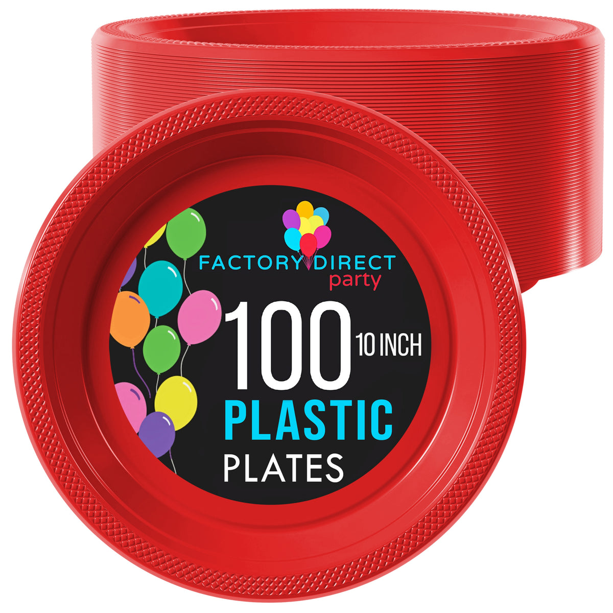 10 In. Red Plastic Plates | 100 Count