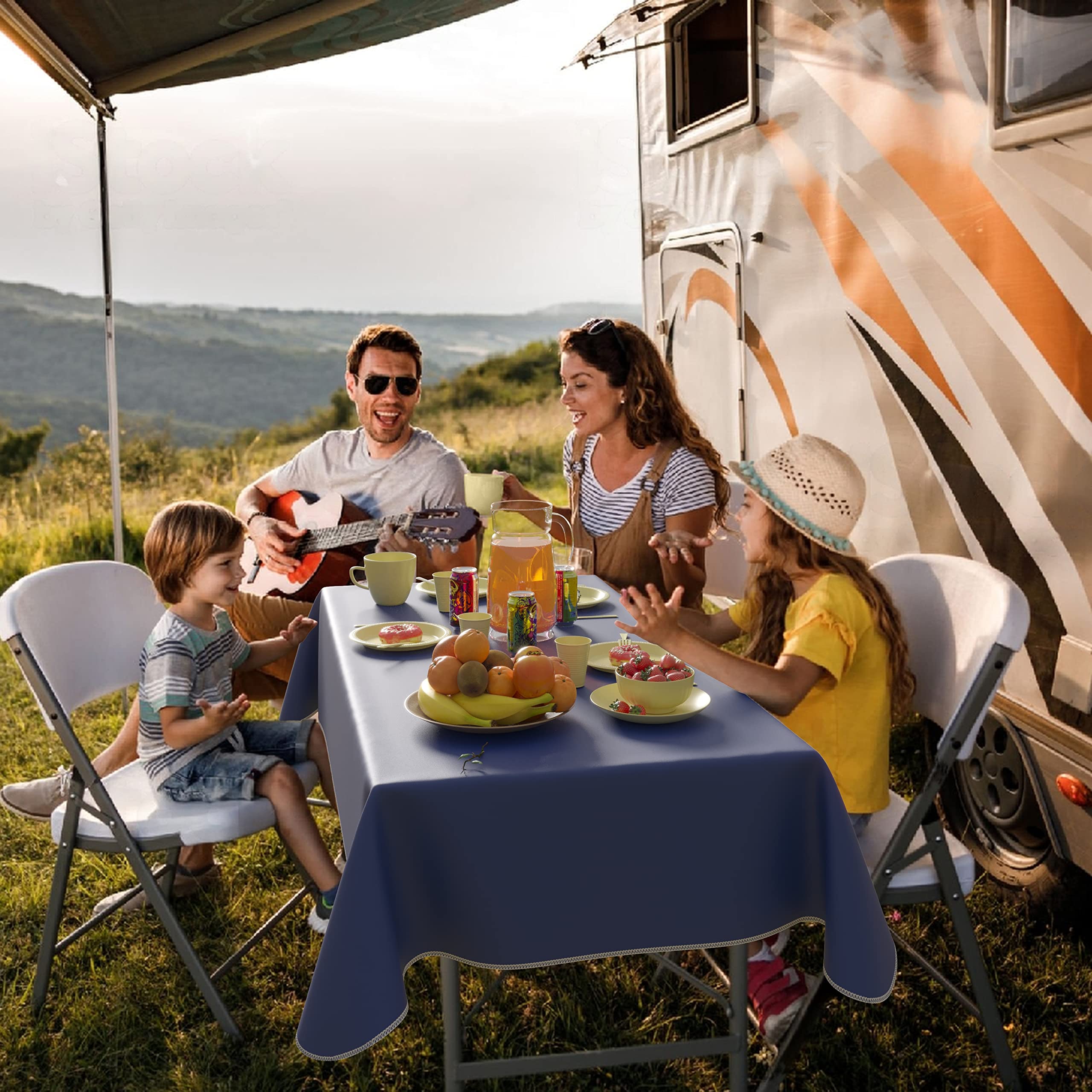 Dark Blue Flannel Backed Table Cover 54 In. x 108 In.