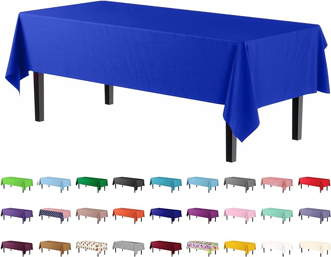 Premium Dark Blue Plastic Table Cover | Case of 96 - 54 In. x 108 In.