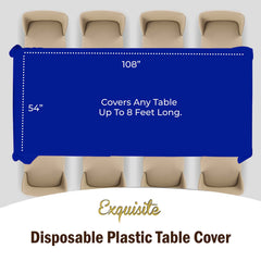 Premium Dark Blue Plastic Table Covers | 12 Pack - 54 In. x 108 In.