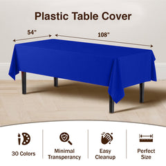 Premium Dark Blue Plastic Table Covers | 12 Pack - 54 In. x 108 In.
