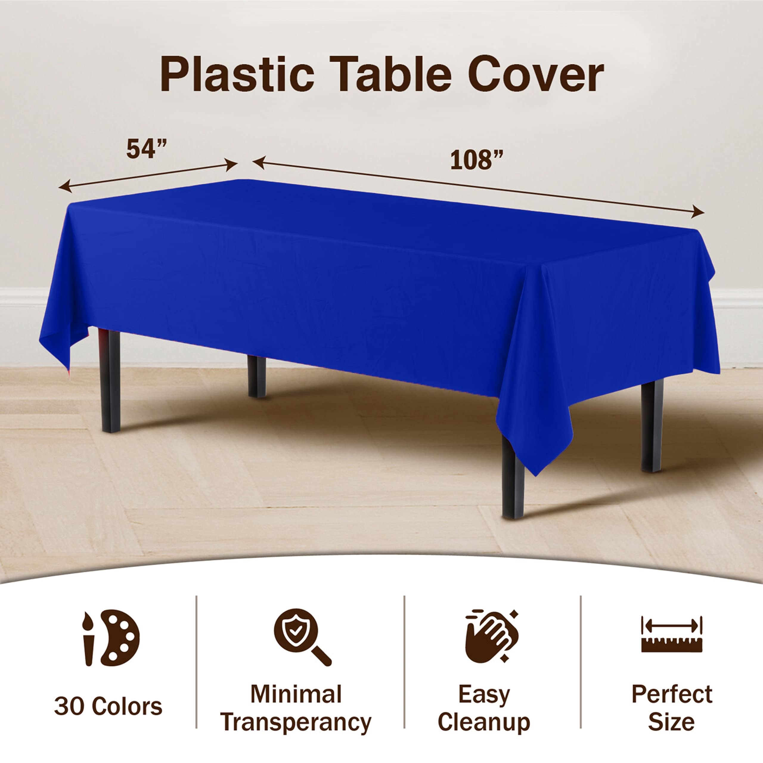 Dark Blue Plastic Table Covers | 12 Pack - 54 In. x 108 In.