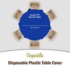 Dark Blue Round Plastic Table Covers | 12 Pack