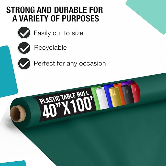40 In. x 100 Ft. Dark Green Table Roll | Case of 6