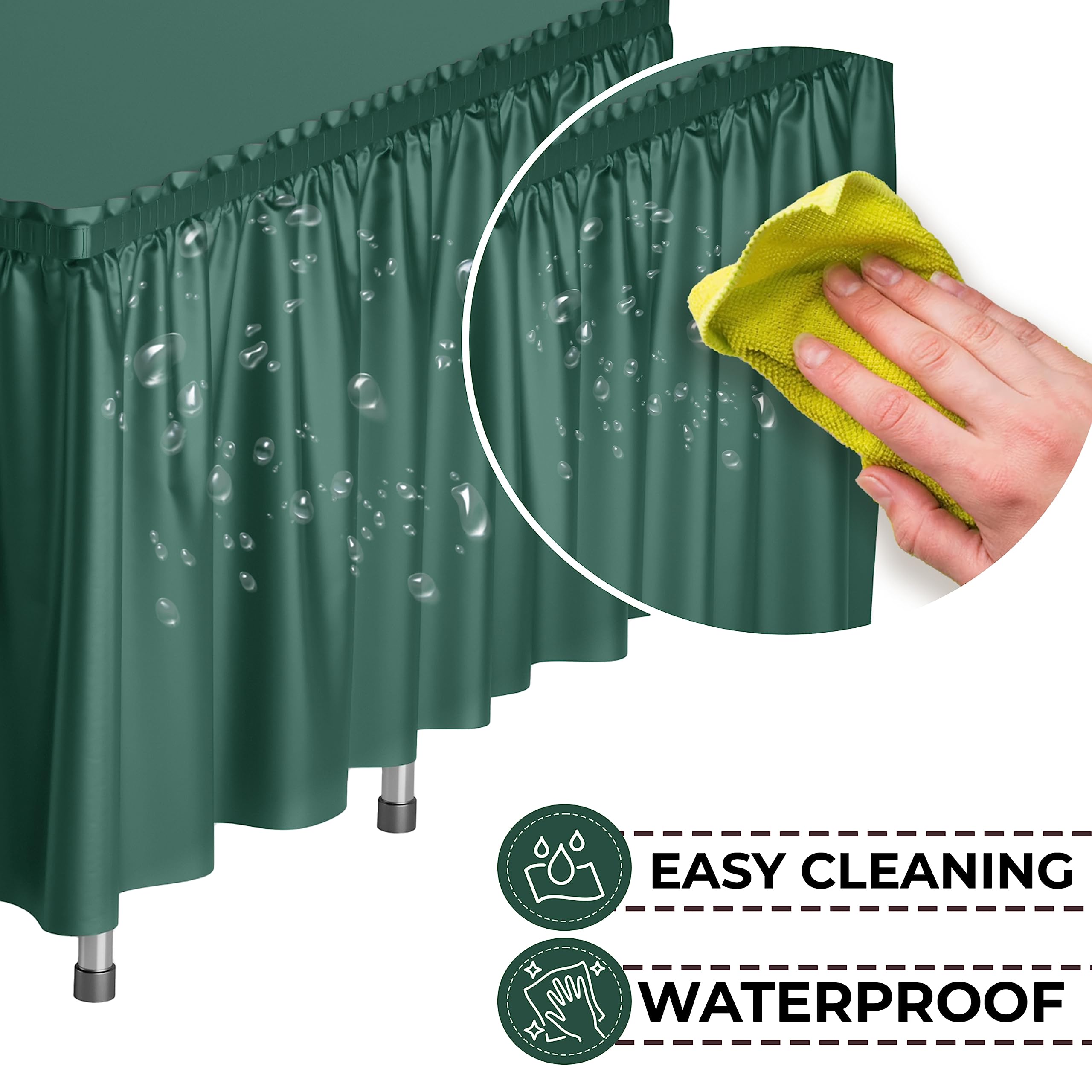 Dark Green Plastic Table Skirt | Case of 48