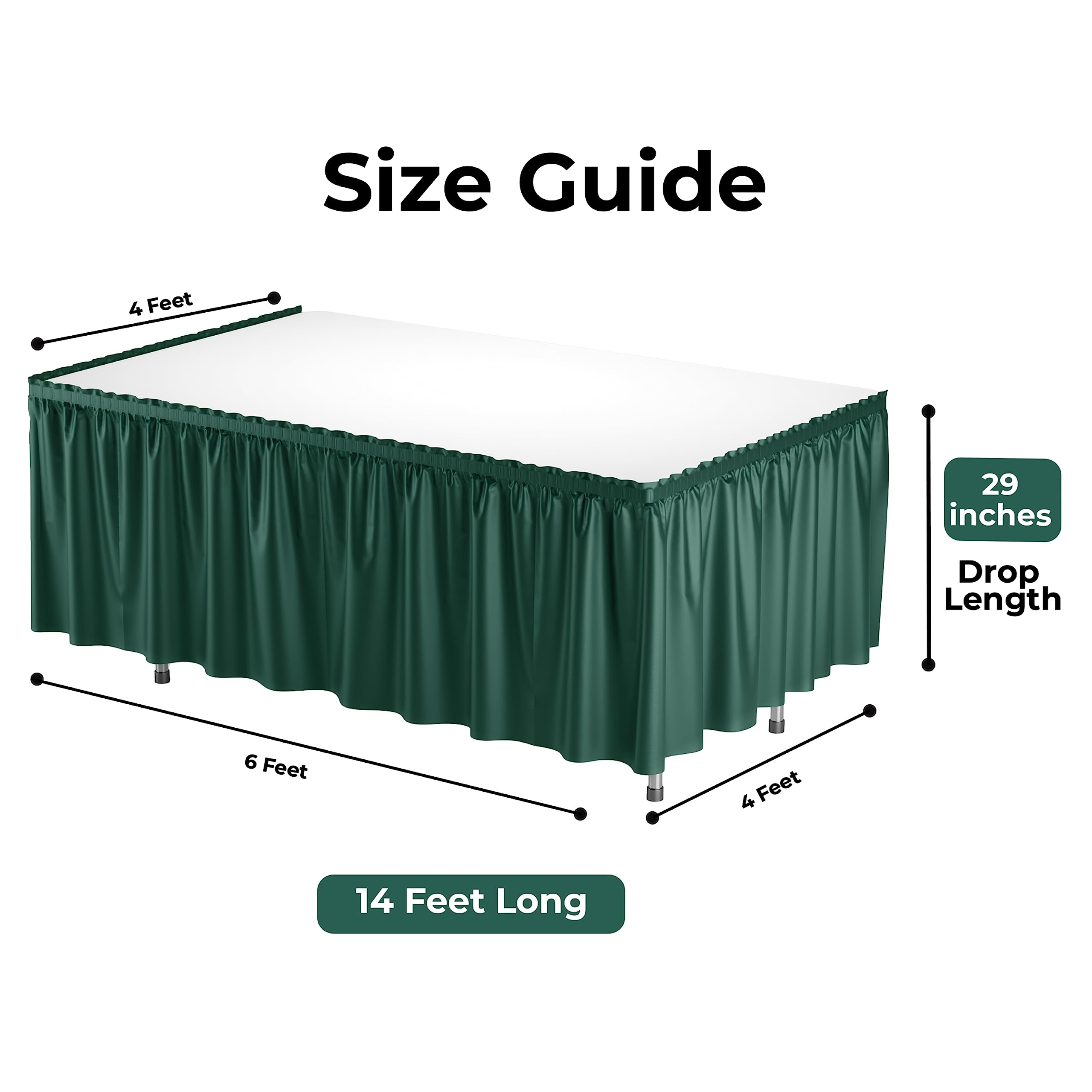 Dark Green Plastic Table Skirt | Case of 48