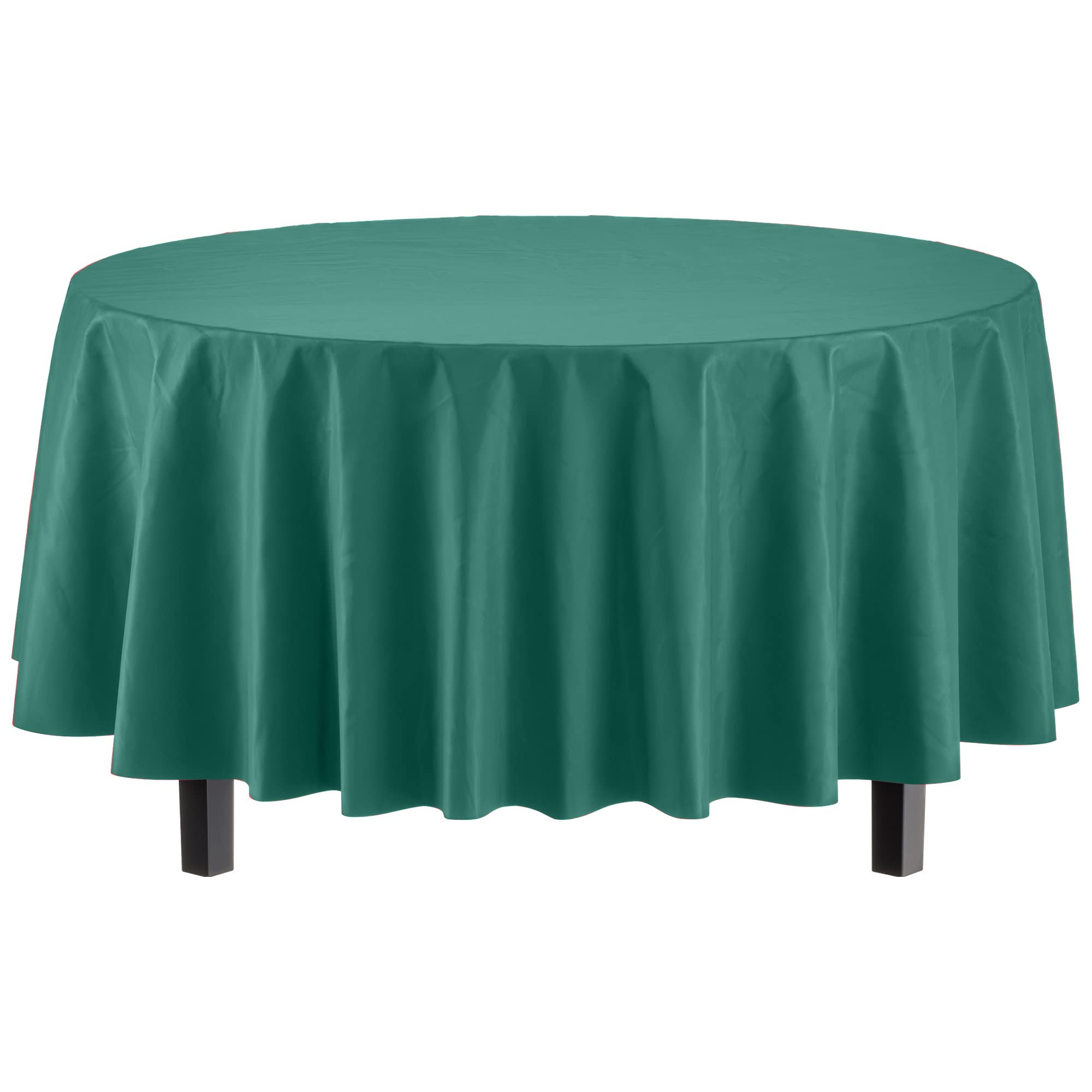 Dark Green Round Plastic Table Covers | 12 Pack